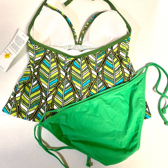 NEW Green Beach Bay Top 8 String Bottom S Halter Tankini Swimwear 2PC n005 - Picture 2 of 2